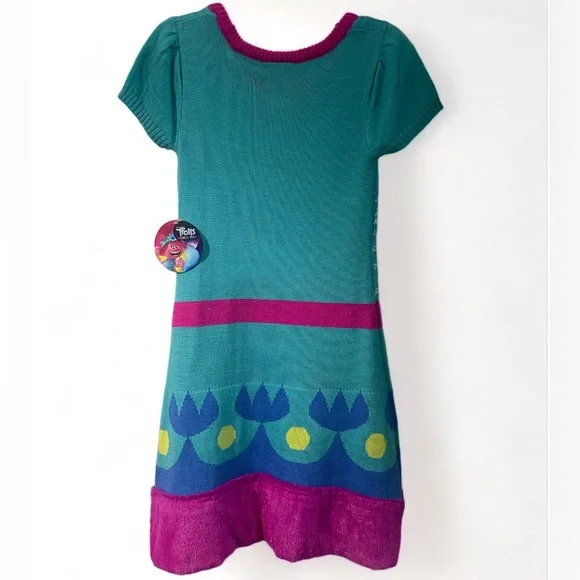 Trolls World Tour Trolls Girl's Poppy Sweater Knit Dress (Blue/Pink, 7-8) - Picture 2 of 14